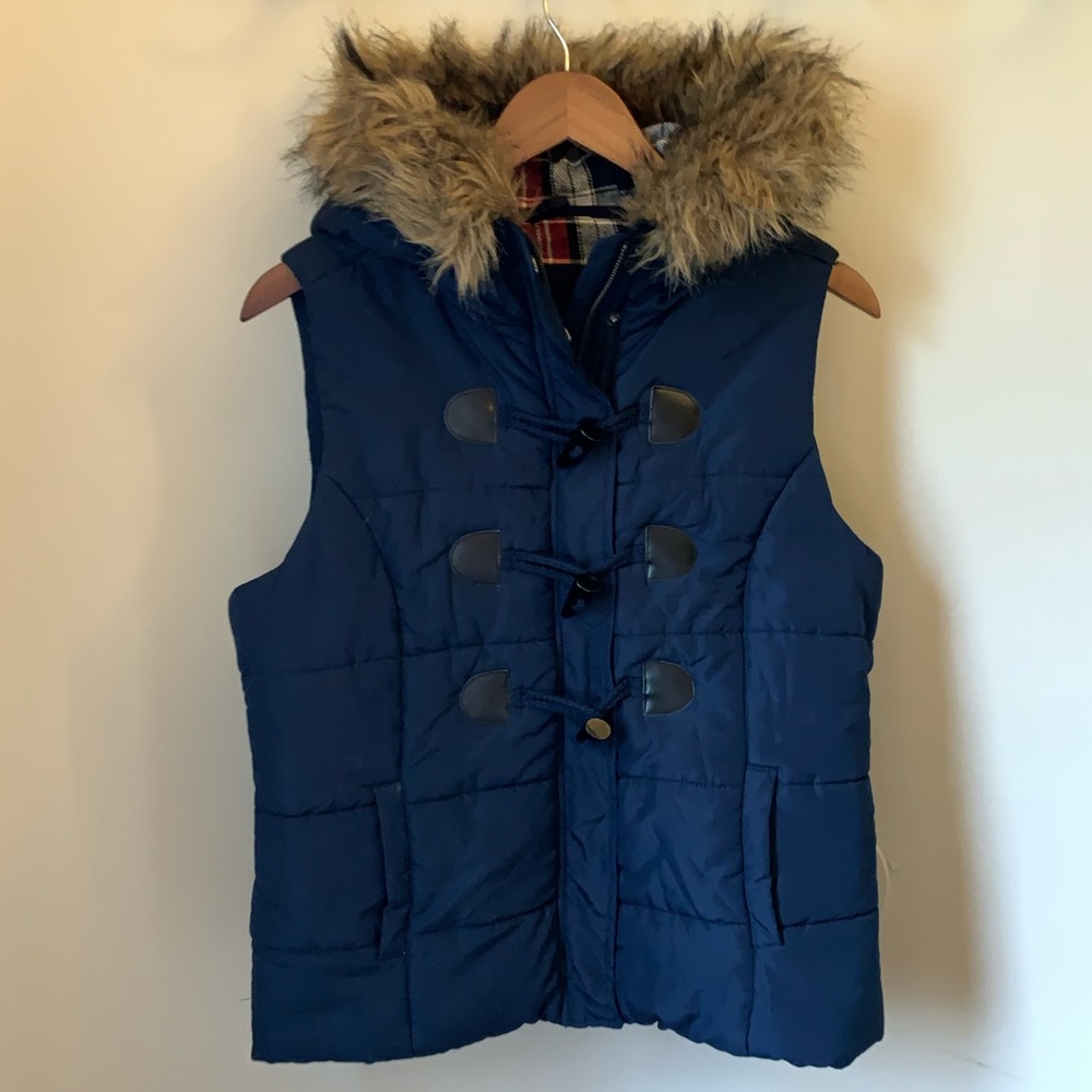 Blue Fur Puff Vest